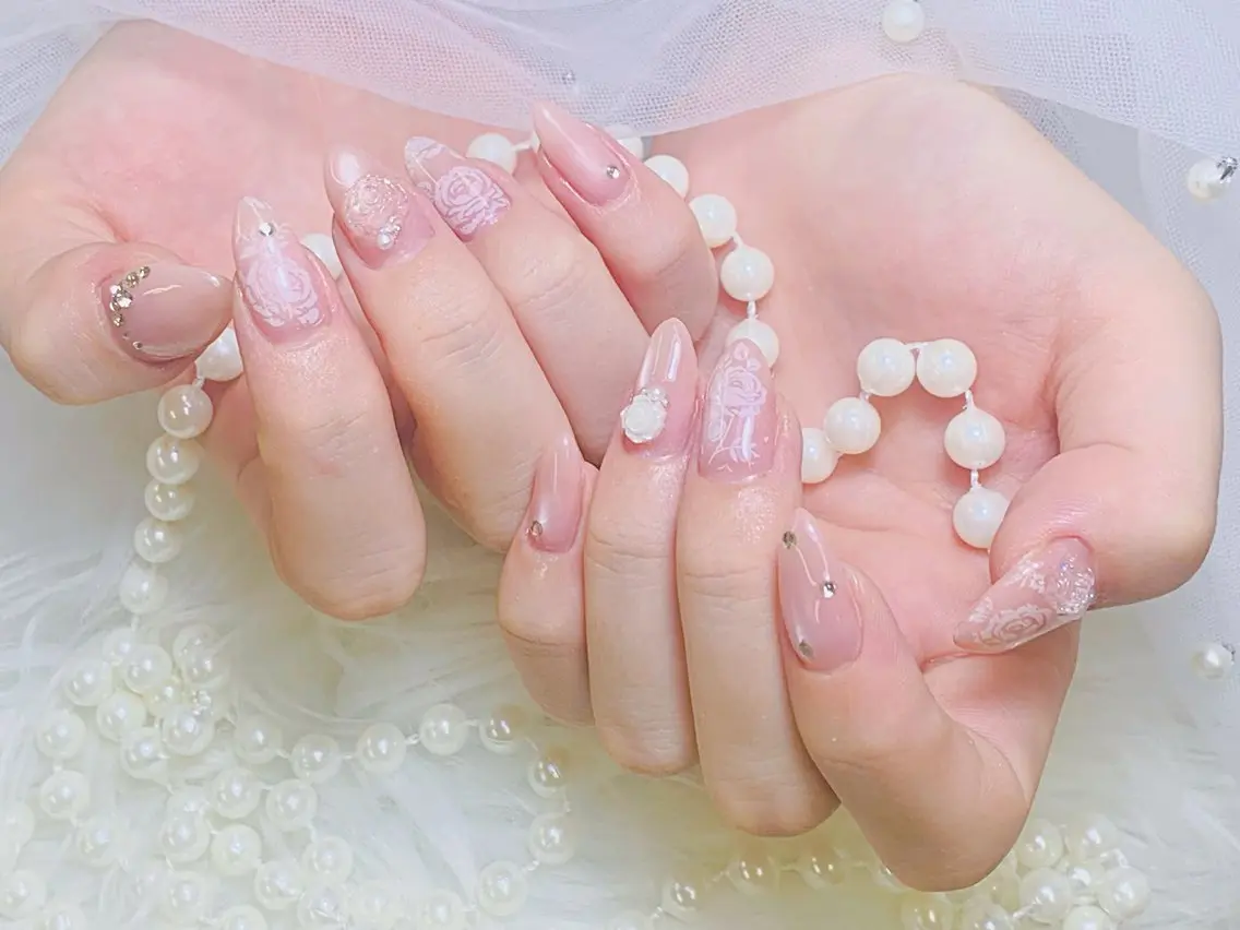 ネイル チークネイル 長さ出し フラッシュネイル フレンチネイル グラデーション ハンドネイル AN NAIL 高田馬場のネイルデザイン