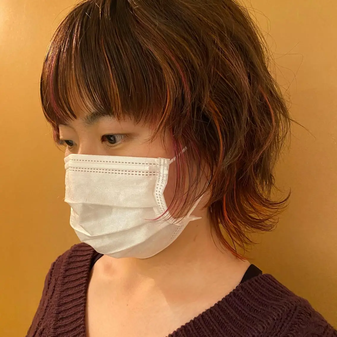 ミディアム ハイライト ウルフカット Yuki☺︎パーマ レイヤーカットのヘアスタイル