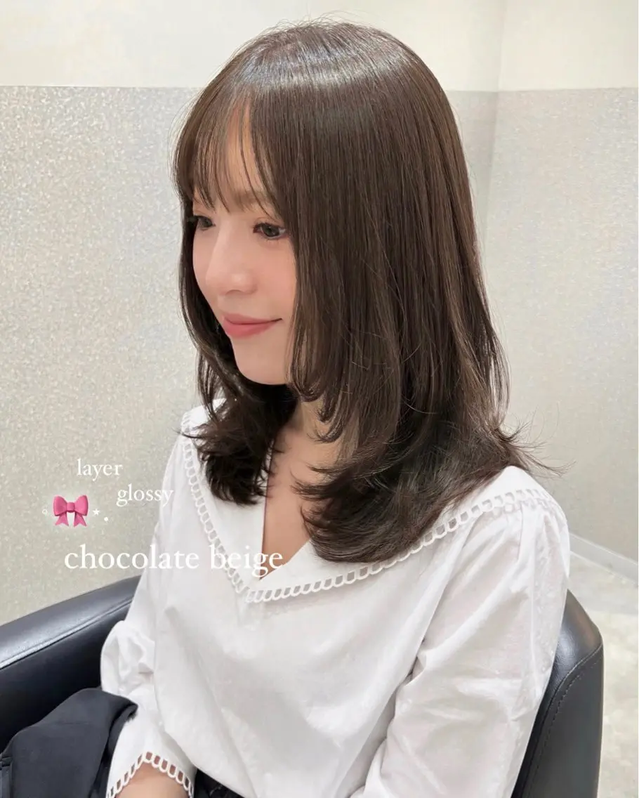 セミロング カラー 透明感カラー 似合わせカット カット ヘアカラー トリートメント 赤み消し/透明感 🪽◝✩ 武者春花のヘアスタイル