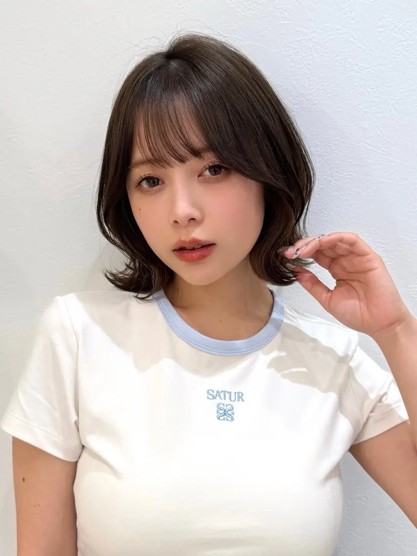 ミディアム カット ヘアカラー トリートメント 新宿/髪質改善/ボブ 韓国レイヤー大重聖斗のヘアスタイル