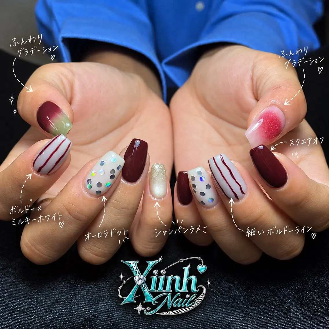 ネイル チークネイル 桜ネイル 長さ出し フットネイル ジェルネイル ハンドネイル XIINH NAIL SALONのネイルデザイン