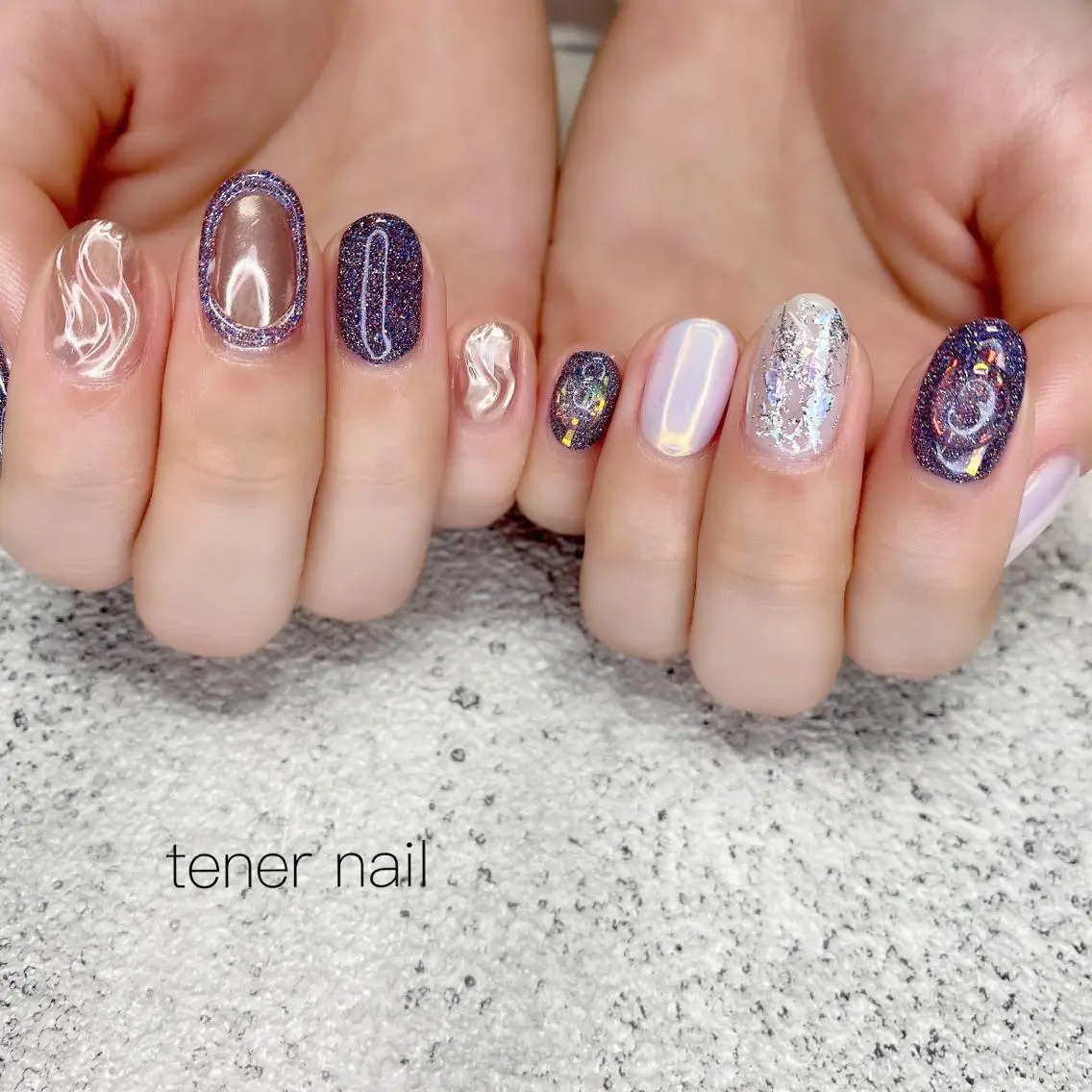ネイル ラメ(グリッター) パープル テネルネイル tener nailのネイルデザイン