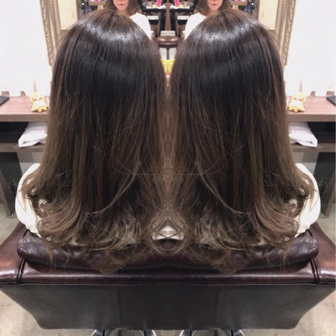 セミロング カラー レイヤーカット匠 イソザキノリユキのヘアスタイル