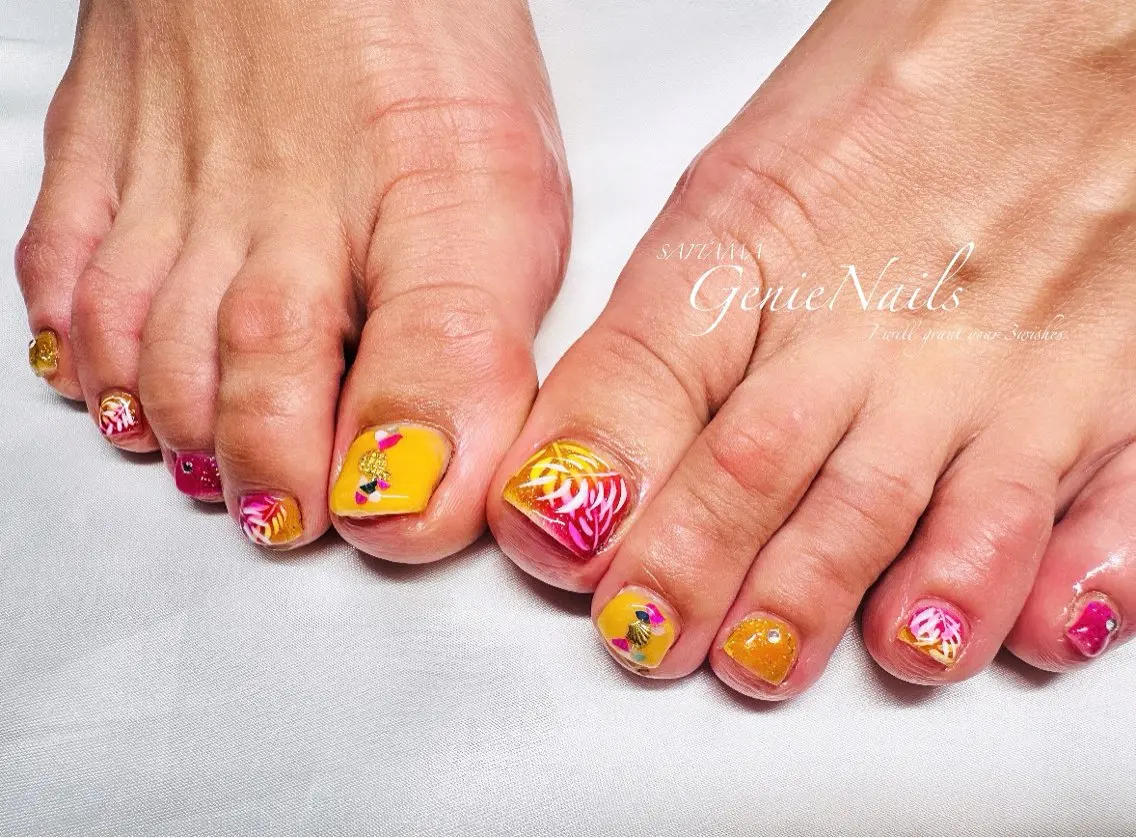 メンズ ネイル アートネイル 長さ出し 氷ネイル・うるうるネイル ロングネイル 持ち込み Genie Nailsのネイルデザイン