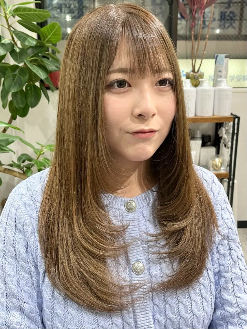 ロング カラー ヘアアレンジ 外国人風カラー 韓国風ヘア レイヤーカット Belle hair Design青野大貴のヘアスタイル