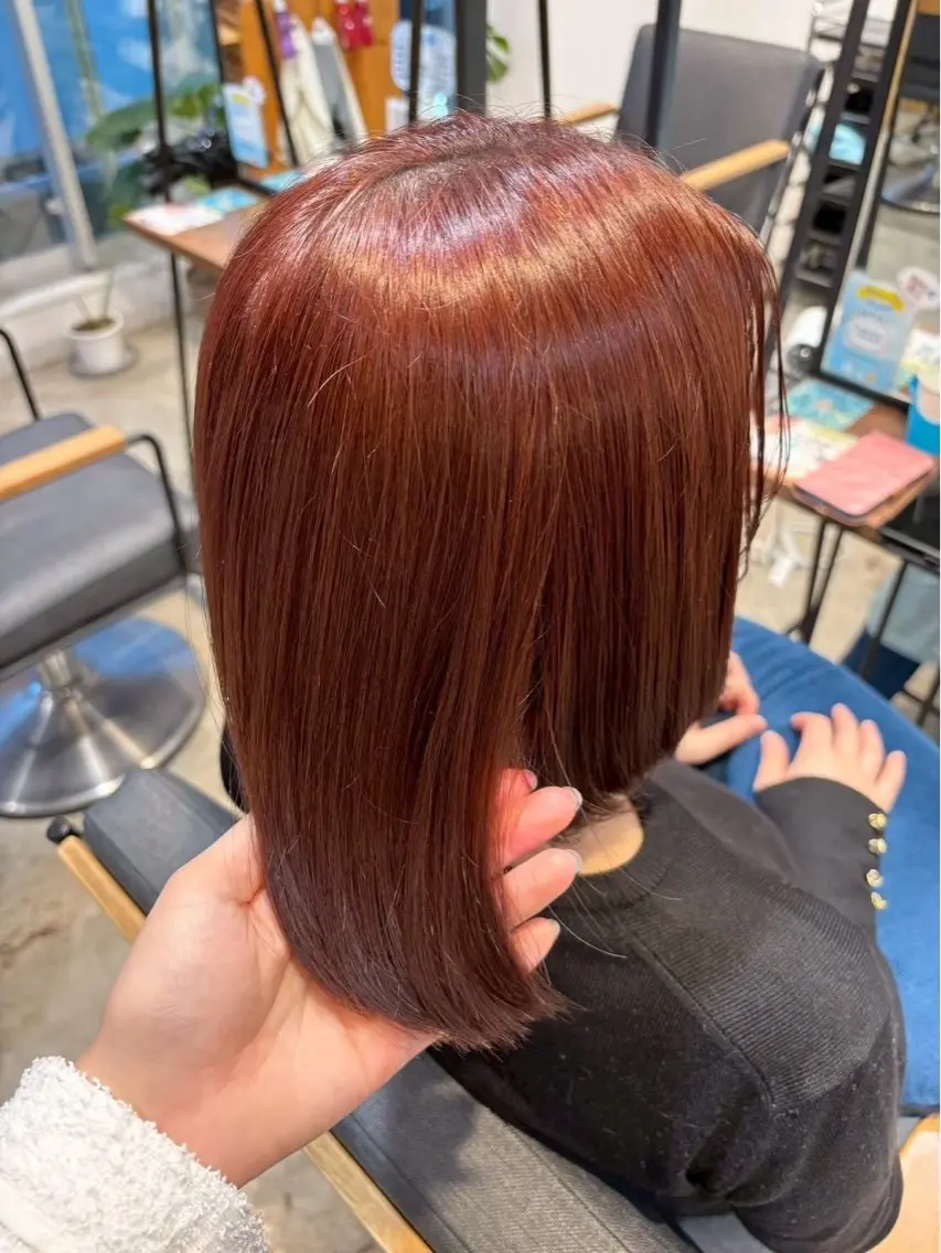ミディアム ヘアカラー 暖色カラー🌺／ 髪質改善🌿／ゆうかのヘアスタイル