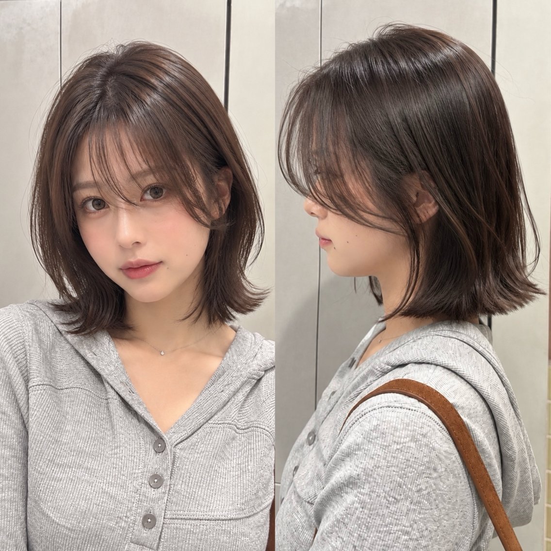 ミディアム くびれヘア 韓国風ヘア くびれレイヤー レイヤーカット 小顔カット カット ヘアカラー トリートメント 💖ボブ/縮毛矯正/ 艶髪/みそら💖のヘアスタイル
