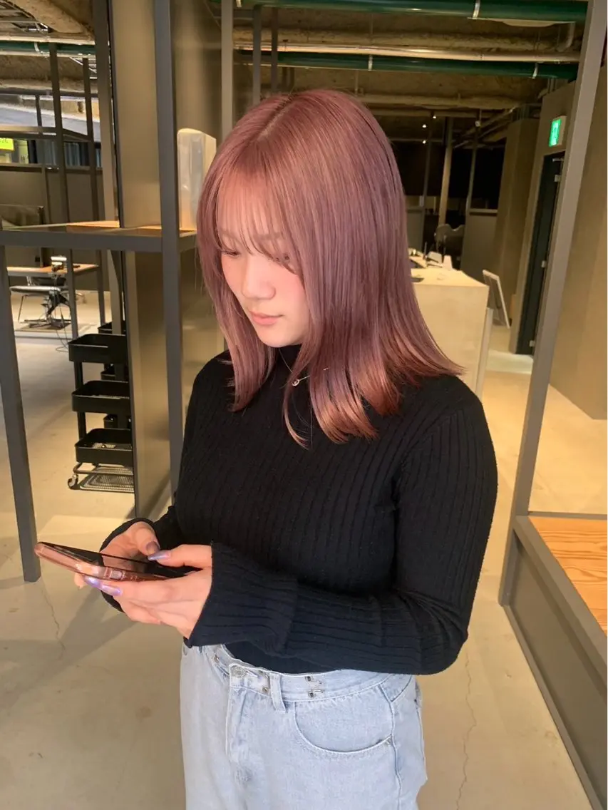 ショート カラー ベージュカラー ピンクカラー ピンクベージュ ALBUM ୨୧のヘアスタイル