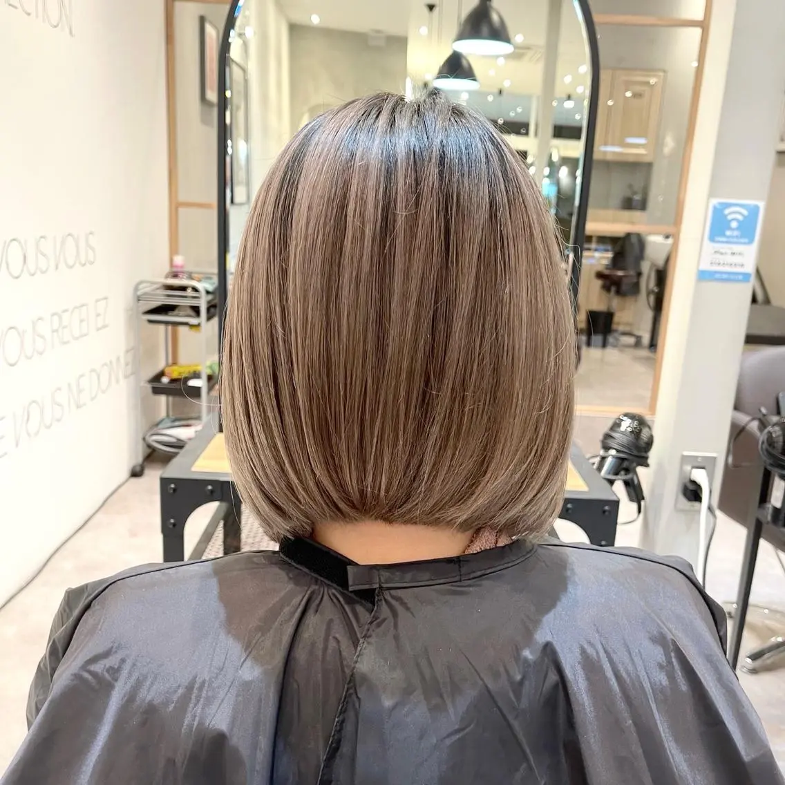 ショート カラー バレイヤージュ デザインカラー ハイライトカラー 外国人風カラー ハイライト カット ヘアカラー トリートメント アンドウ ユウ/ レイヤーカット/韓国のヘアスタイル