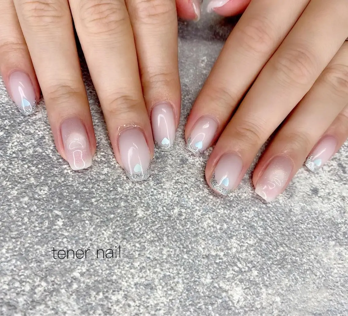 ネイル フレンチネイル ハート UVネイル テネルネイル tener nailのネイルデザイン