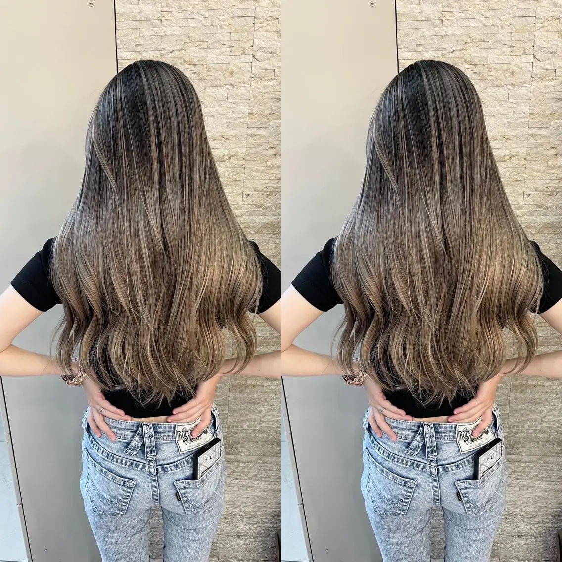 ロング ヘアカラー トリートメント Y Uのヘアスタイル