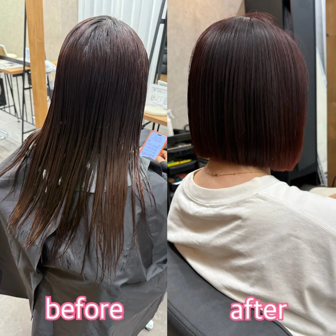 ミディアム カラー レッドカラー ボブ カット ヘアカラー トリートメント 似合わせボブ🎀🫧 千葉 優希のヘアスタイル