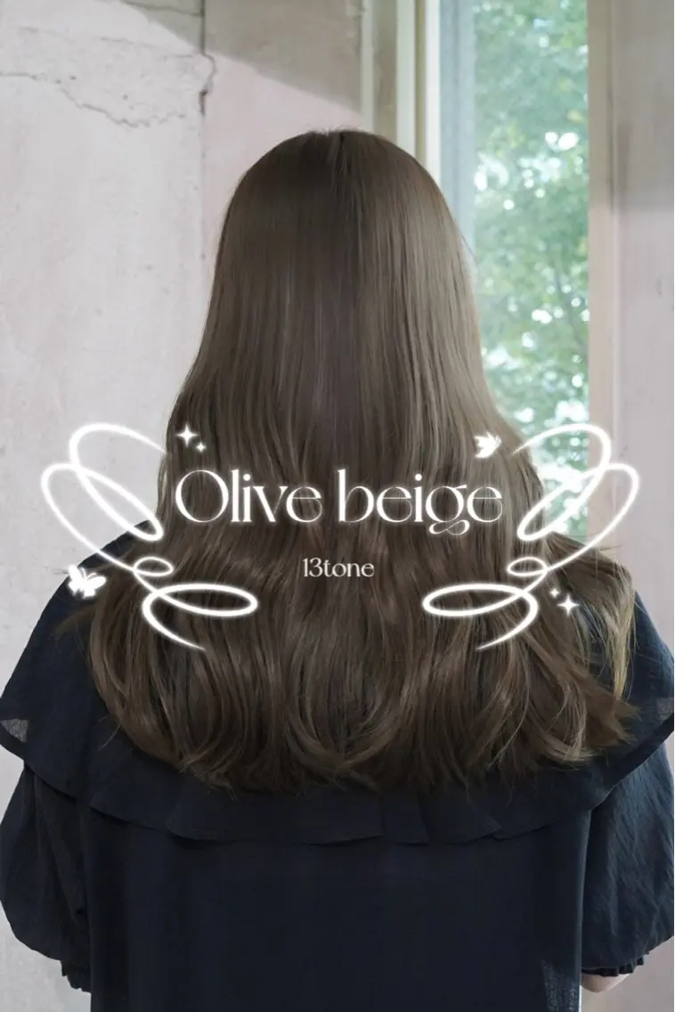 ロング カラー ベージュカラー ブリーチ ブリーチなしカラー オリーブベージュ ヘアカラー 透明感オリーブカラー カラー/チサトのヘアスタイル