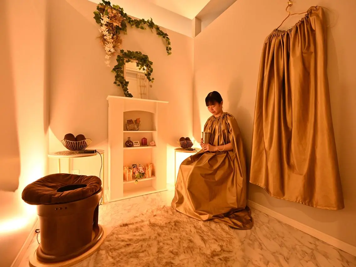 完全個室のお部屋で✨ゆったり温活よもぎ蒸しコース（40分）デトックスティーもご用意🍃の写真