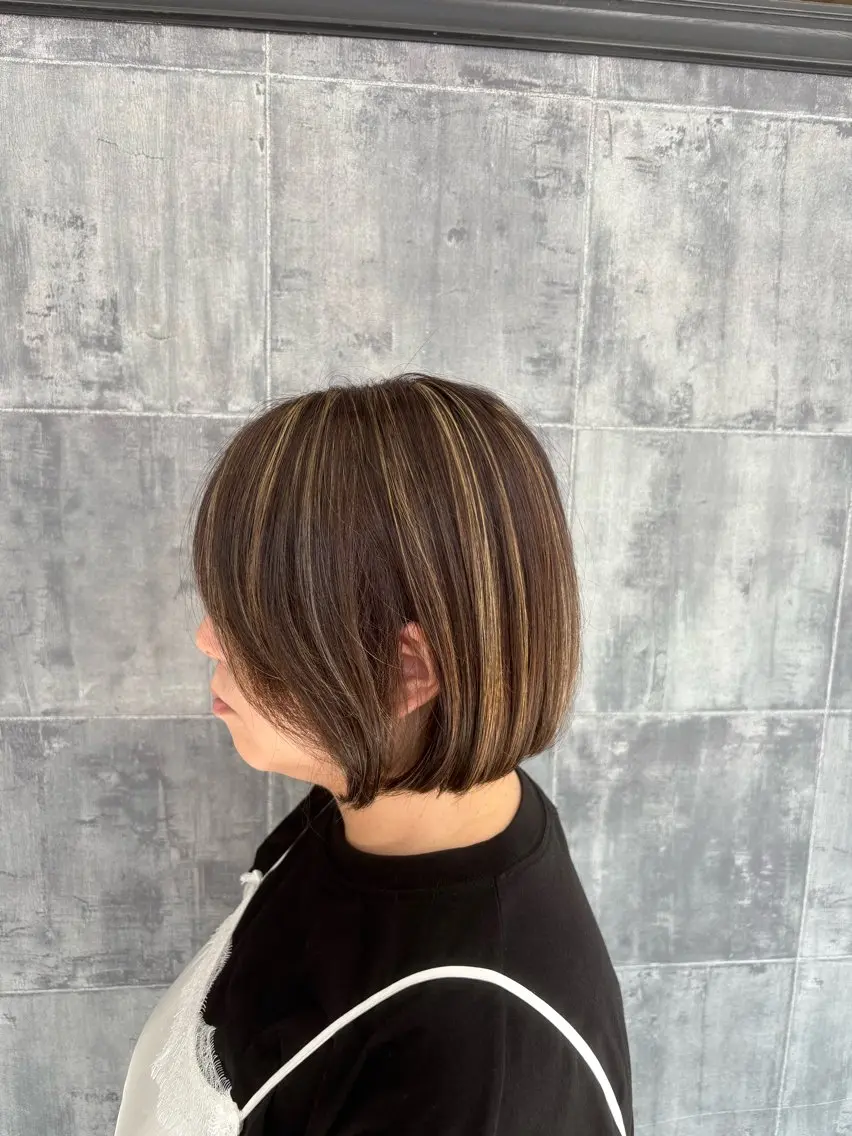 ショート カラー ハイライトカラー ボブ 顔周りカット ハイライト レイヤーカット カット ヘアカラー トリートメント ショート/カラー /メンズヘア/魁人のヘアスタイル