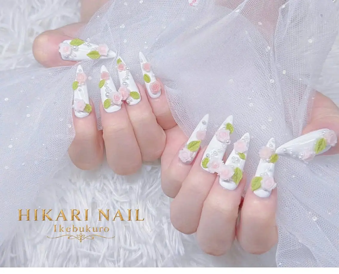 ネイル チークネイル 長さ出し フレンチネイル ガーリー ハロウィン ハンドネイル HikariNail Ikebukuroのネイルデザイン