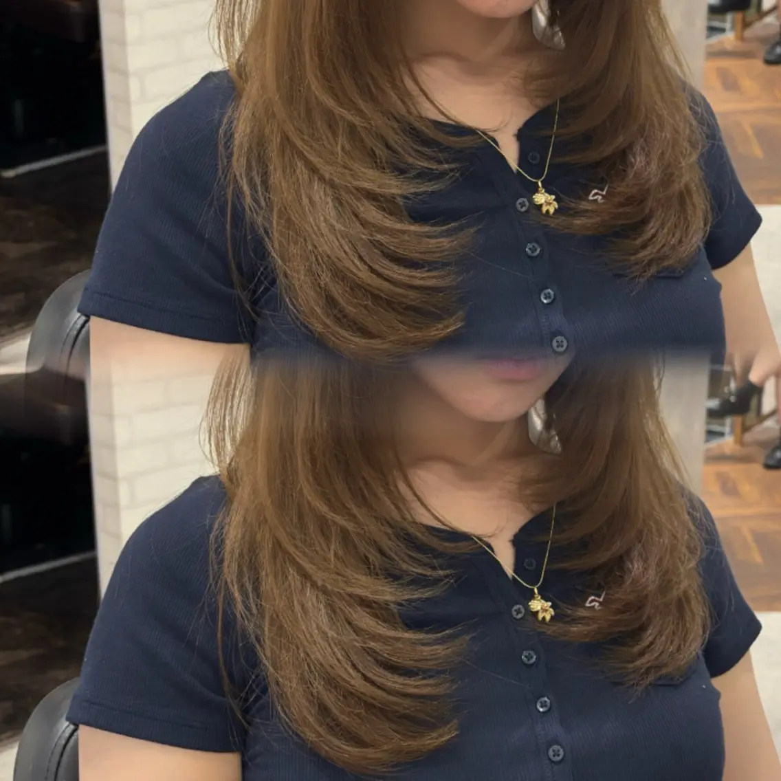 セミロング カラー ヘアアレンジ カット ヘアカラー トリートメント kei💛ベージュ/ くびれヘア/レイヤーのヘアスタイル