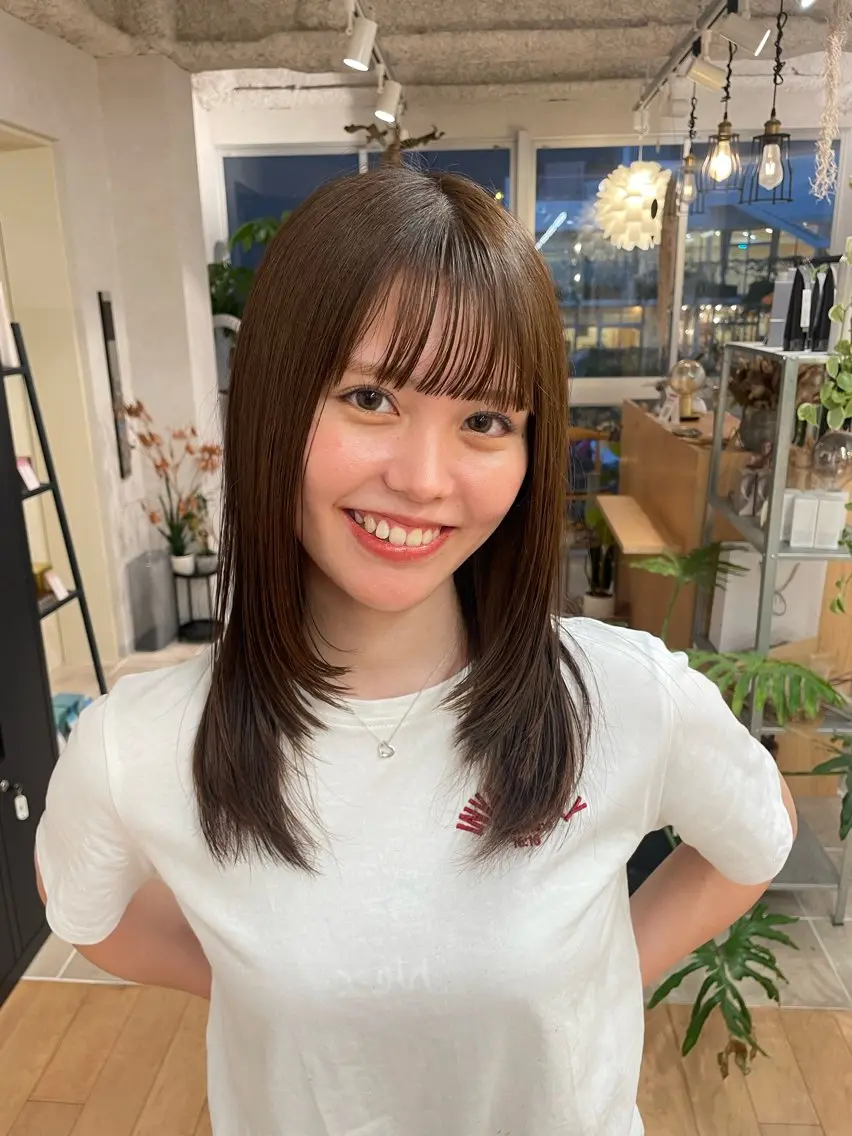 ロング カット ヘアカラー トリートメント SHIORI/ ベージュカラー/ボブのヘアスタイル