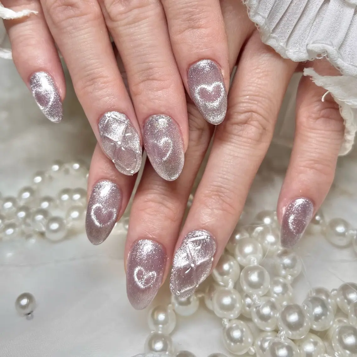 ネイル アートネイル ハート キラキラネイル マグネットネイル ぷっくりネイル Vogustys Nail 山田のネイルデザイン