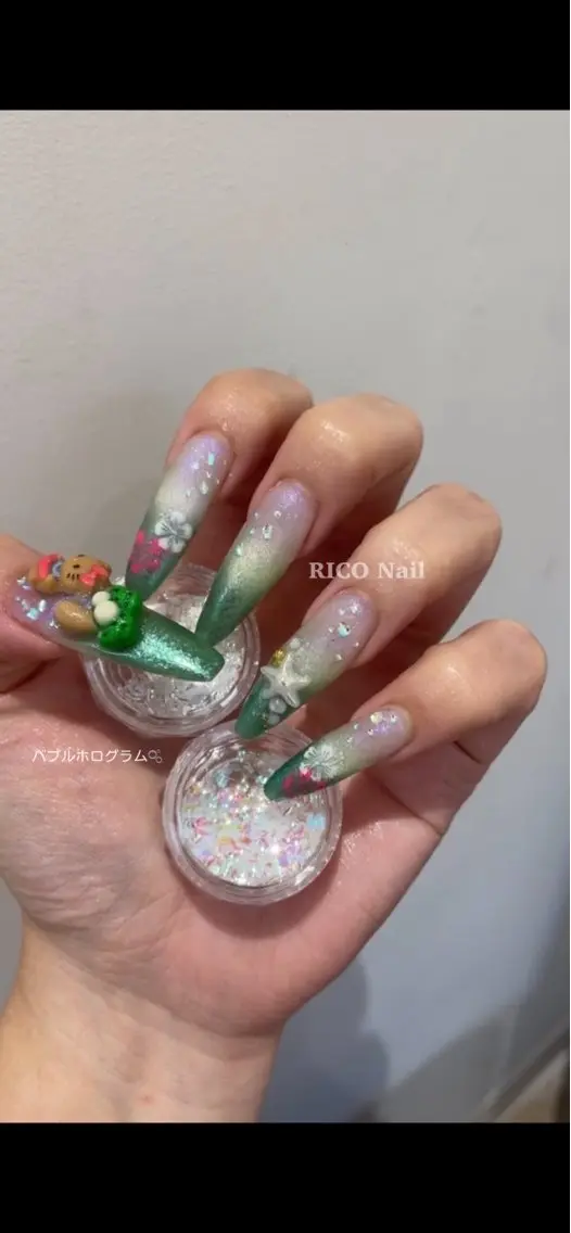 ネイル ハンドネイル RICO Nail パーツつけ放題🌈のネイルデザイン