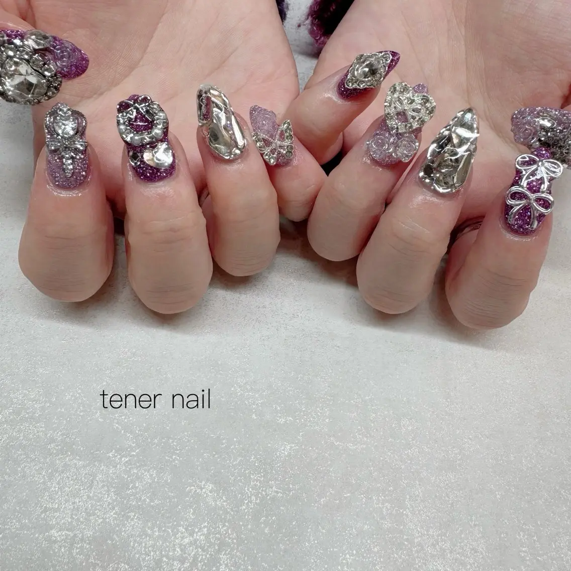 ネイル パープル ハンドネイル テネルネイル tener nailのネイルデザイン