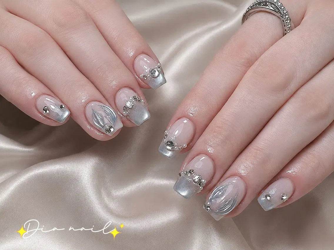 ネイル フットネイル 韓国ネイル レース マグネットネイル ニュアンスネイル ハンドネイル Dia nail サロンのネイルデザイン