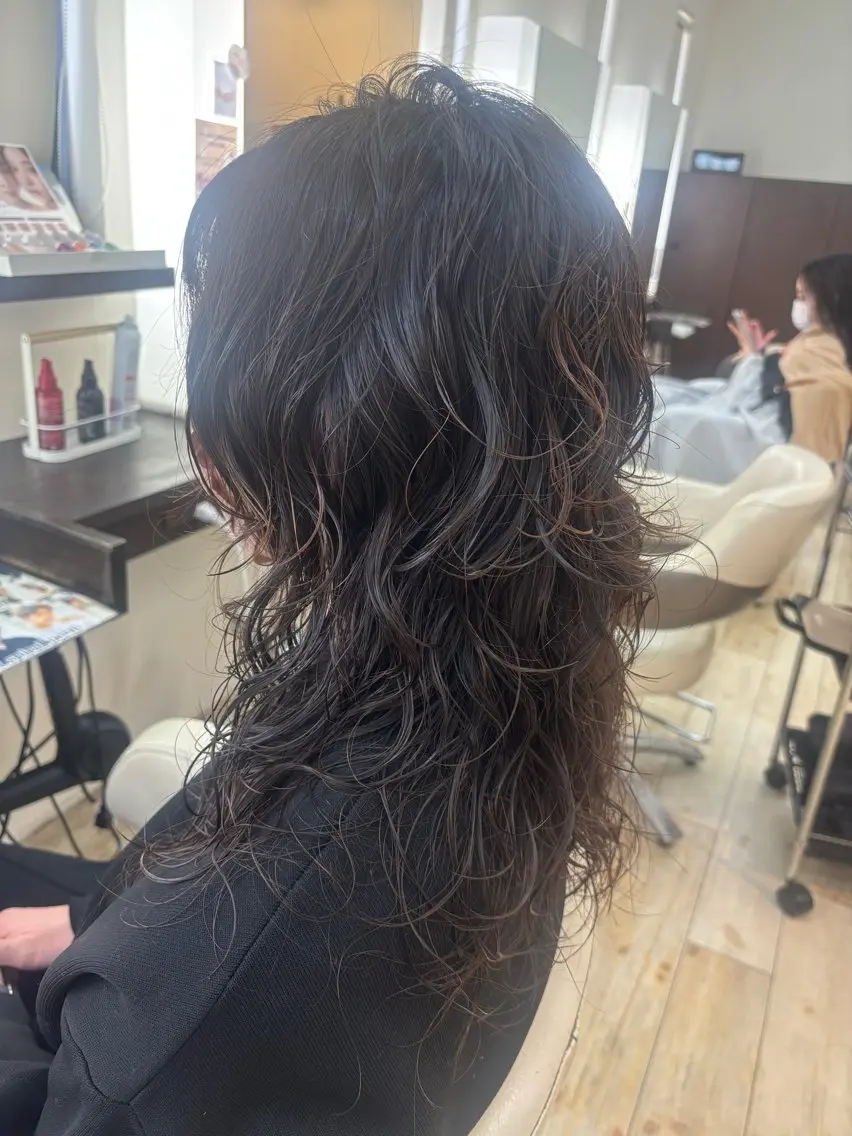 セミロング パーマ カット パーマ ルプラボウ 石黒よう子のヘアスタイル