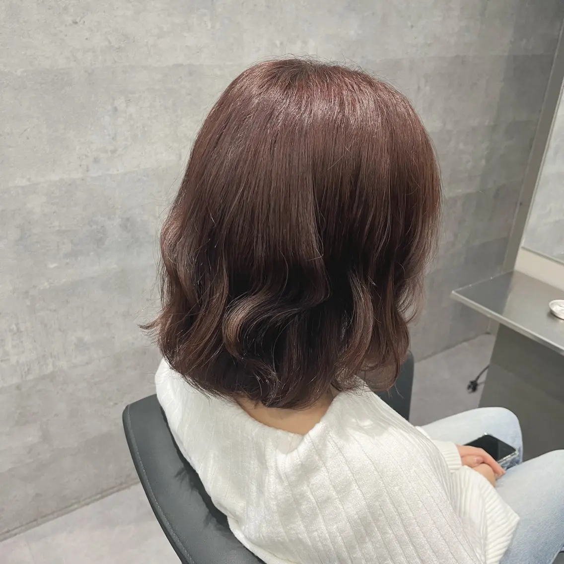 ミディアム カラー ブラウンカラー ピンクカラー ピンクブラウン 椙山 沙南子のヘアスタイル
