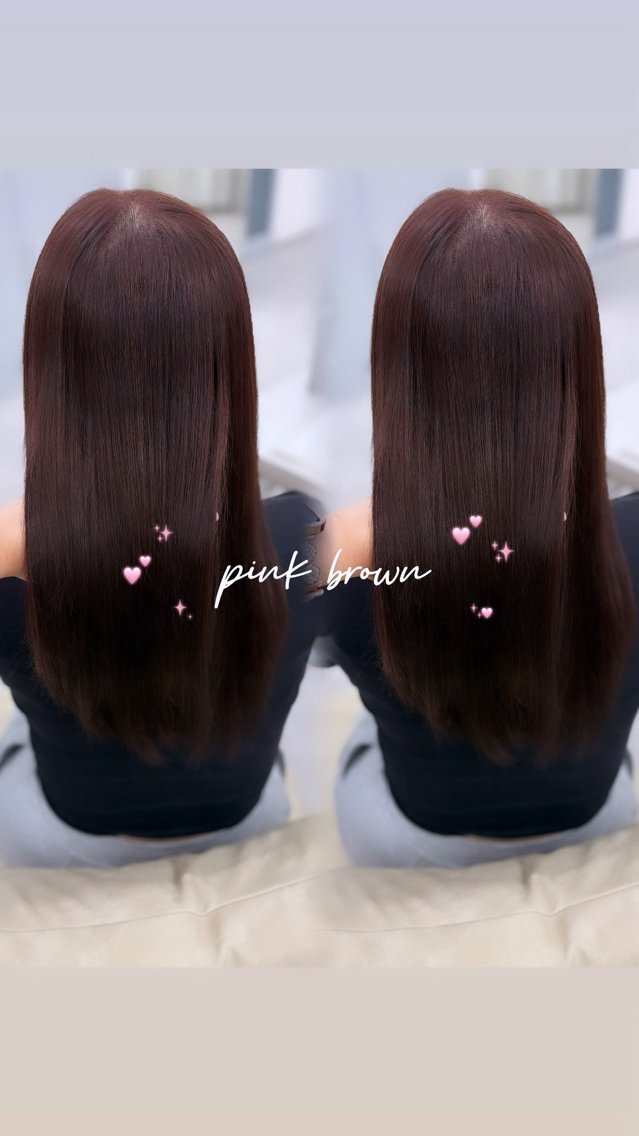 ロング カラー ブラウンカラー ピンクカラー ピンクブラウン 縮毛矯正 カット ヘアカラー 縮毛矯正 COCO_kaho カラー/髪質改善のヘアスタイル