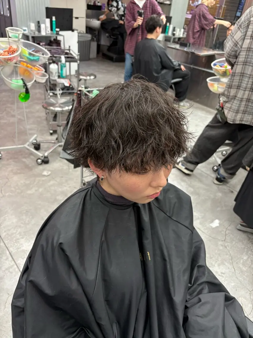 ミディアム カラー パーマ メンズ カット ヘアセット 🔥最強メンズ特化/ パーマの達人🔥風見のヘアスタイル