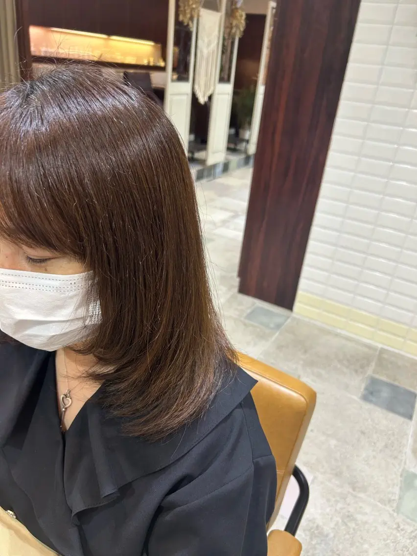 ミディアム 顔周りカット レイヤーカット カット ピンク/艶感カラー / AIRI🎀🎀のヘアスタイル