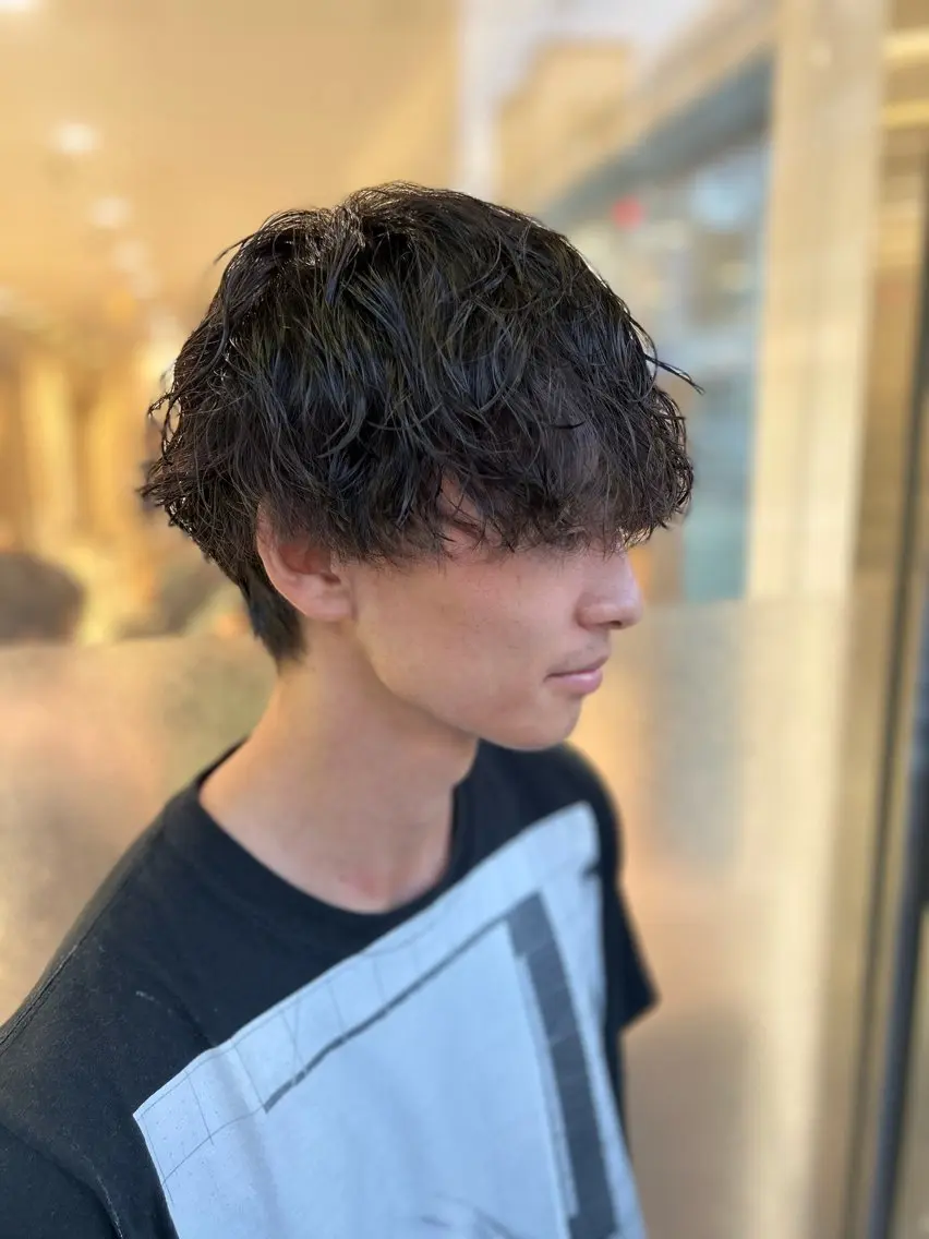 ショート パーマ メンズ メンズハイライト × perm Runoのヘアスタイル