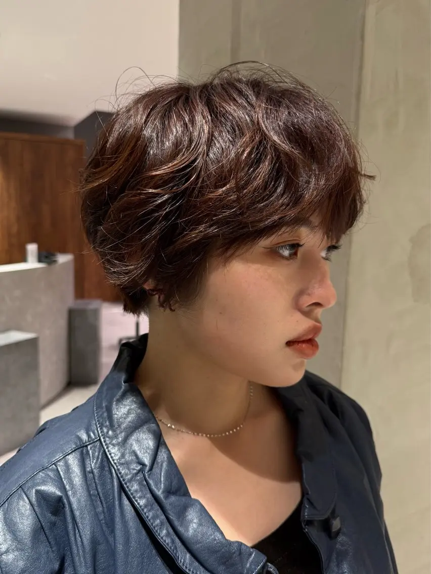 ショート パーマ ボブ ショートヘア ニュアンスパーマ カットモデル募集 🔥中浜　稜のヘアスタイル