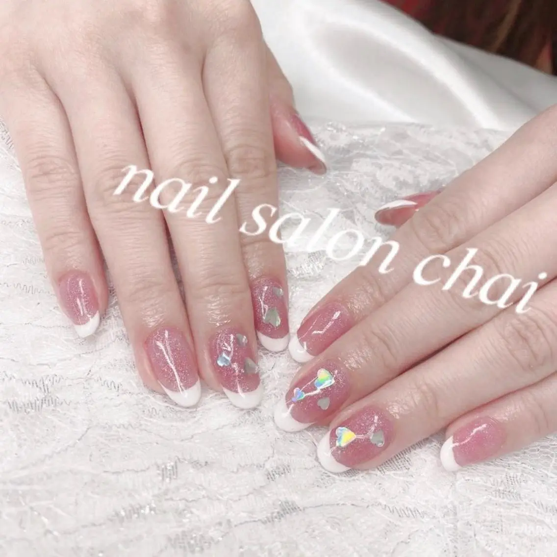 ネイル フレンチネイル ラメ(グリッター) ピンク nail salon chai 上本町のネイルデザイン