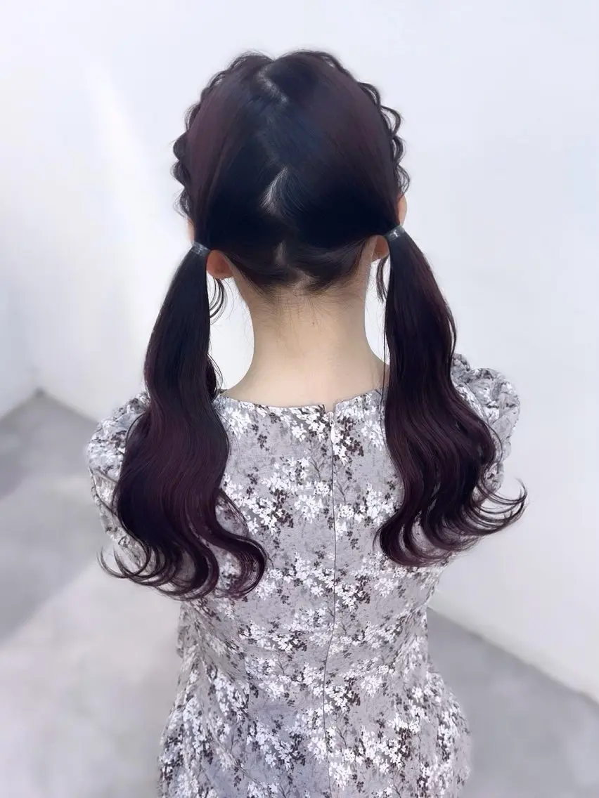 ロング ヘアアレンジ ヘアセット 無料カットモデル💞 ピンク💞みどりのヘアスタイル