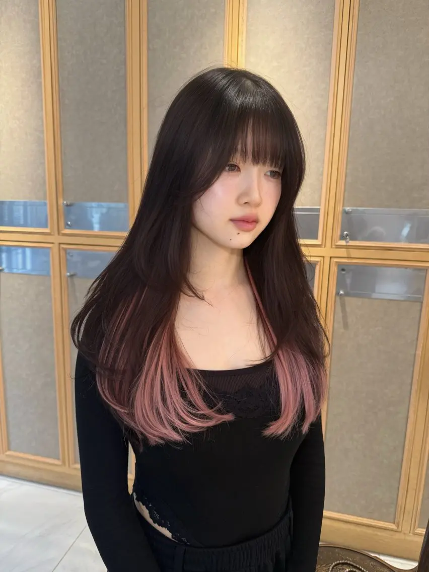 ロング エクステ 淡いハイトーンカラー レイヤーカットゆうかのヘアスタイル