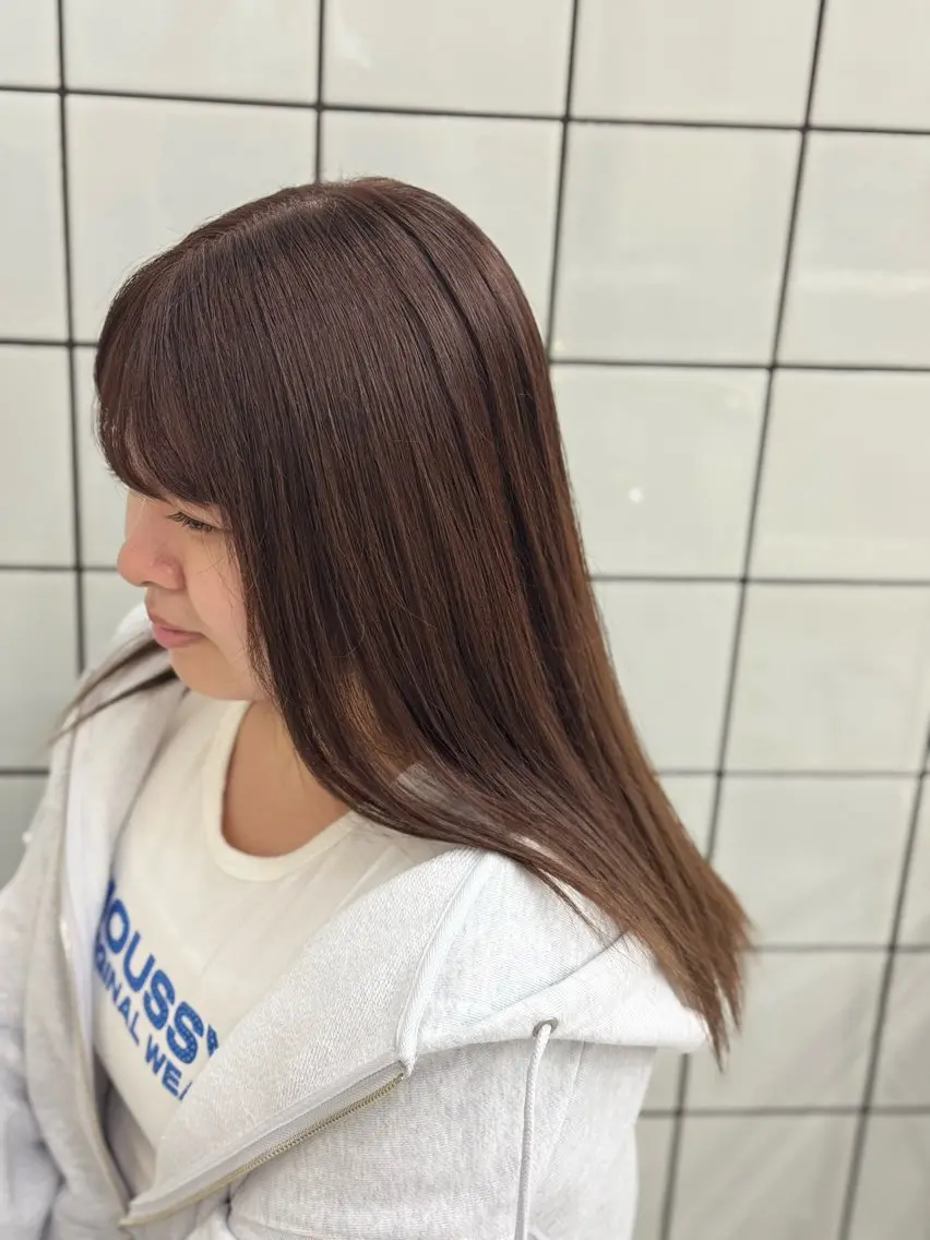 ミディアム カラー ブリーチ ブラウンカラー ヘアカラー 北館 耀太のヘアスタイル