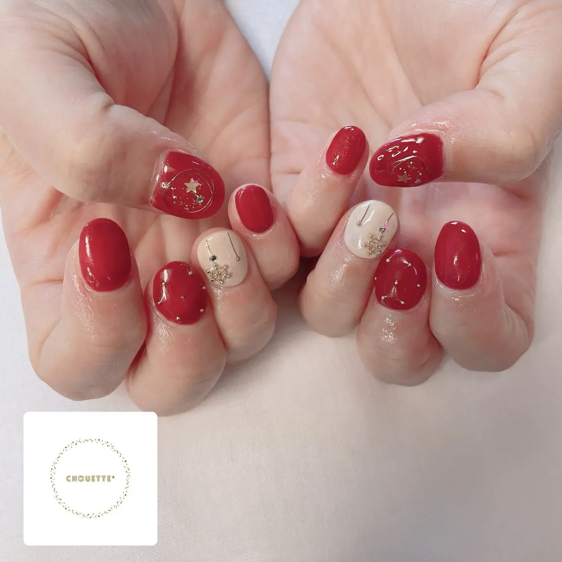 ネイル キラキラネイル 冬ネイル クリスマス nail chouette*のネイルデザイン