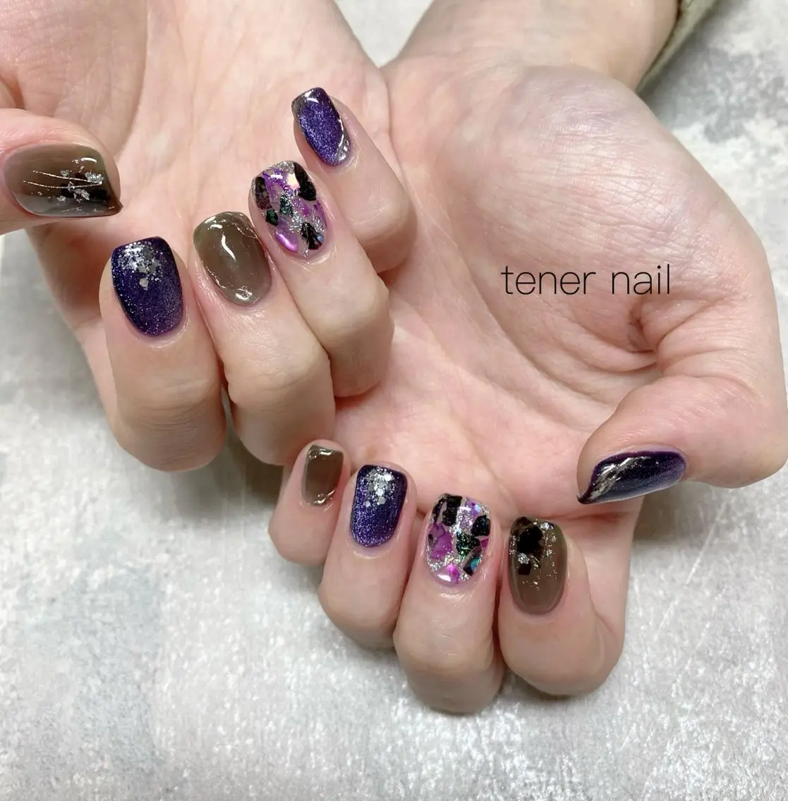 ネイル パープル ハンドネイル テネルネイル tener nailのネイルデザイン