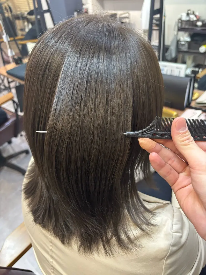 ミディアム カラー ✨髪質改善カラー✨ ストレート☔脇田のヘアスタイル