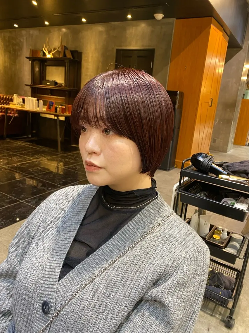 ショート カラー ショートボブ ブラウンカラー ピンクカラー ピンクブラウン ボブ カット ヘアカラー 透明感カラー🌿 グレージュ🐺陽介のヘアスタイル