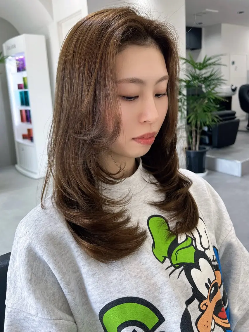 ミディアム カット ヘアカラー トリートメント レイヤー/髪質改善 SOA大槻 純也のヘアスタイル