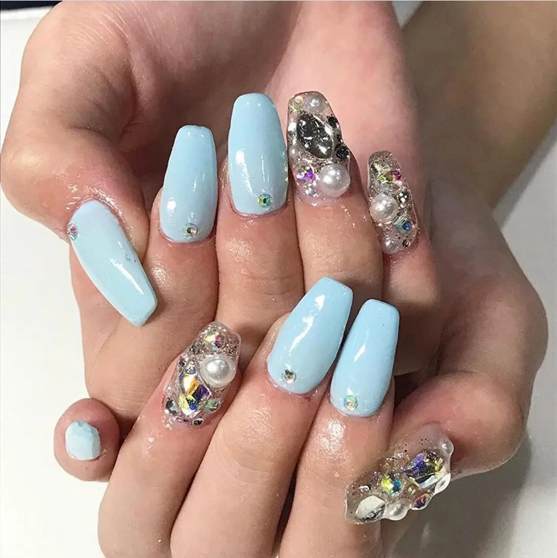 ネイル 渋谷／チップ長さ出し 👑アプレgel-xのネイルデザイン