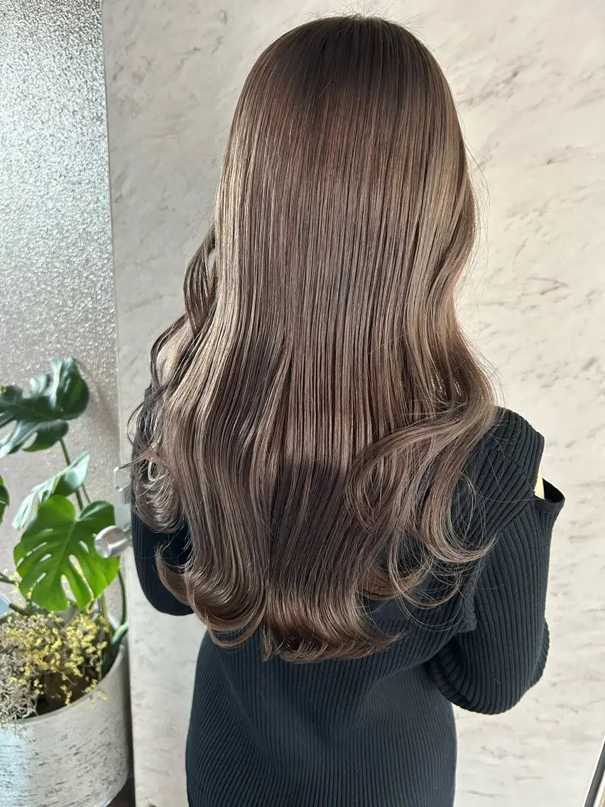 ロング カラー ヘアカラー トリートメント 髪質改善will hairdesignのヘアスタイル