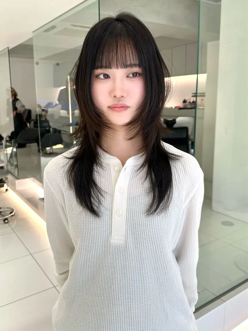 ロング ハッシュカット 韓国風ヘア ハッシュカット ✦·.⋆  SAYAのヘアスタイル