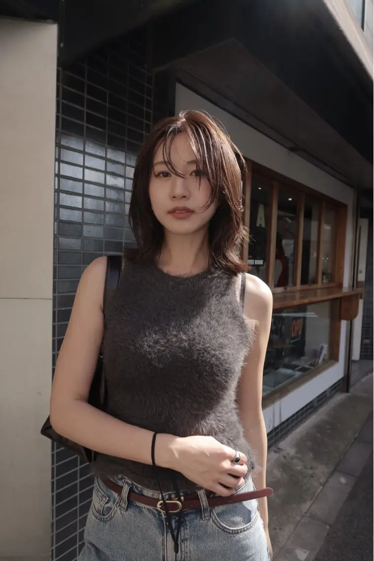 ミディアム カラー くびれヘア 髪質改善 くびれレイヤー レイヤーカット コハラ マリのヘアスタイル