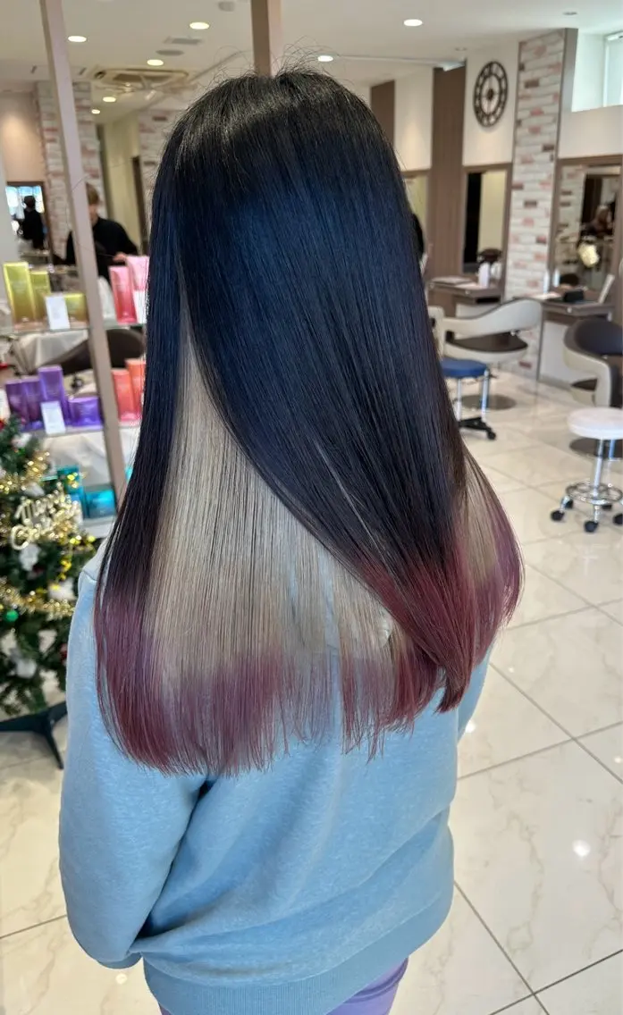 セミロング カラー 【複雑履歴ブリーチ】 中村　玲仁のヘアスタイル