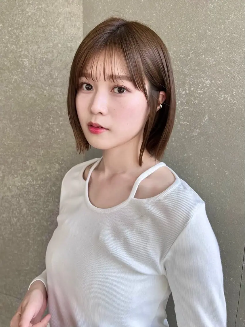 ショート ボブレイヤー ボブ くびれヘア 韓国風ヘア レイヤーカット カット ヘアカラー トリートメント 小顔レイヤー/顔周り 艶髪カラー/金山のヘアスタイル