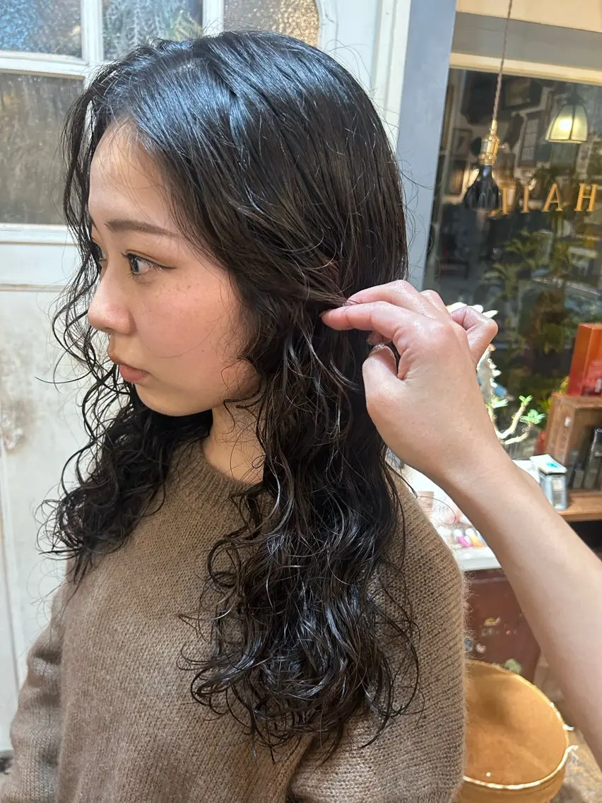 ロング パーマ カット パーマ トリートメント 清水千優/パーマ/ メンズパーマのヘアスタイル