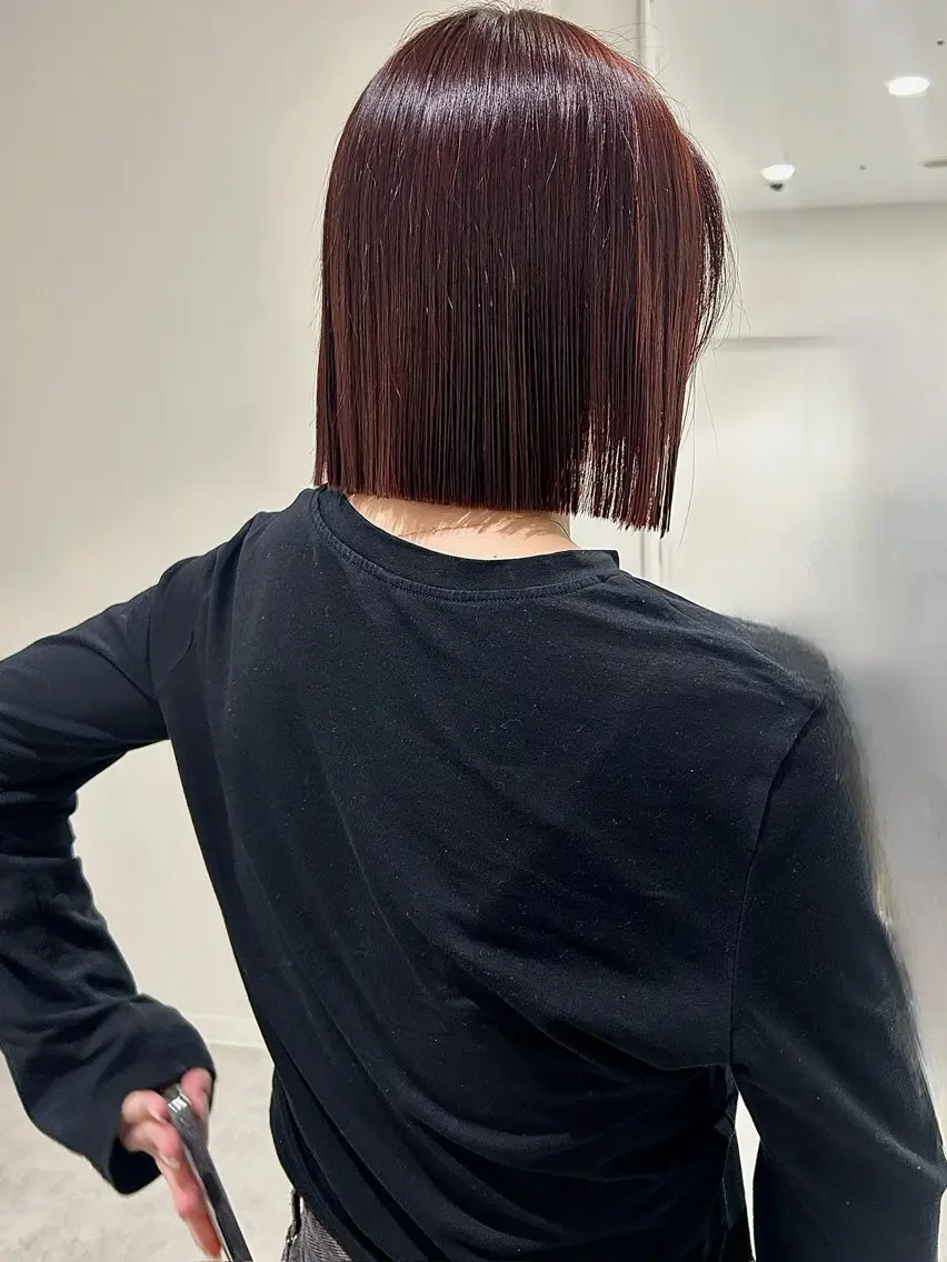 ミディアム カラー カット ヘアカラー 👔ボブ﹨髪質改善 ストレート🩳ももかのヘアスタイル